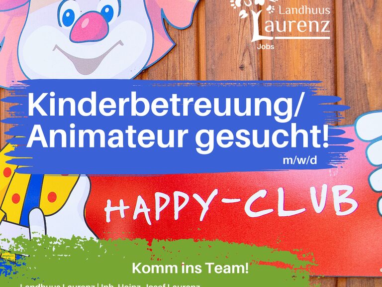 Familienhotel Landhus Laurenz im Münsterland: Stellenanzeige Kinderbetreuung/Amateur gesucht mit beschreibendem Inhalt